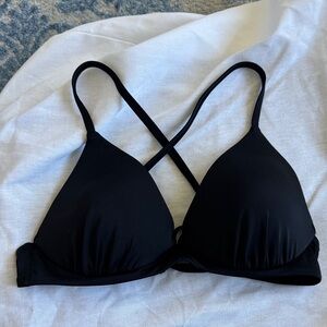 Black Women's Triangle bikini with Cross-Back Straps with unused bottoms